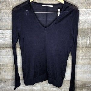 J Brand size small silk blend navy long sleeve sheer top